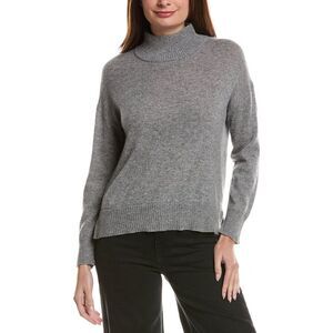 Hannah Rose Womens  Basic Mock Neck 100% Cashmere Sweater, Dark Grey